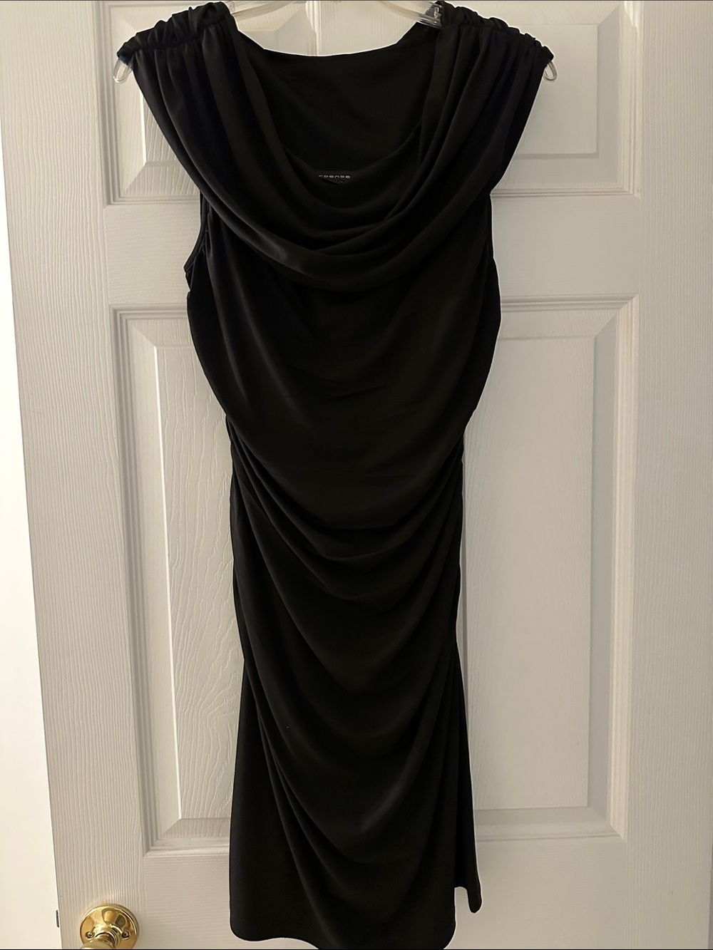 Spense Black Draped Midi Dress